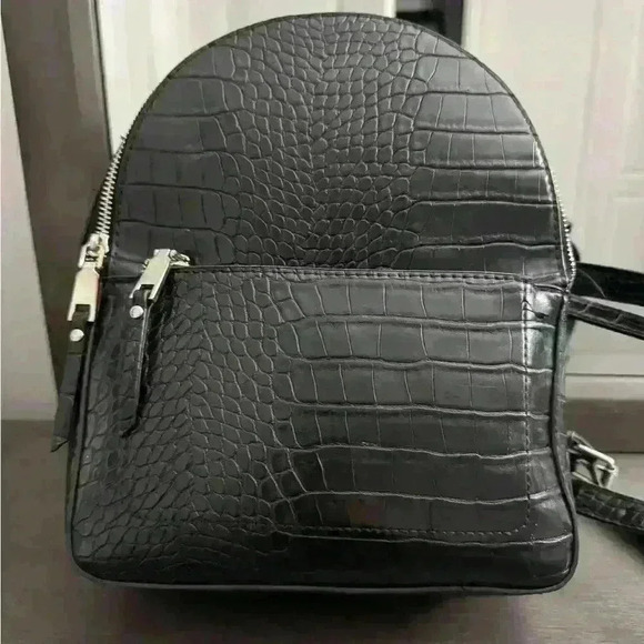 Women’s Black  Snake-print Mini Backpack - Picture 4 of 10